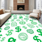 Lush Green Dollar Sign Collection Rug