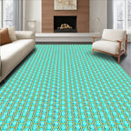 Aqua and Gold Geometric Hexagon Rug