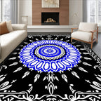 Bold Cobalt Blue Mandala White Border Rug
