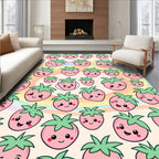 Kawaii Pink Strawberry Rainbow Swirl Rug