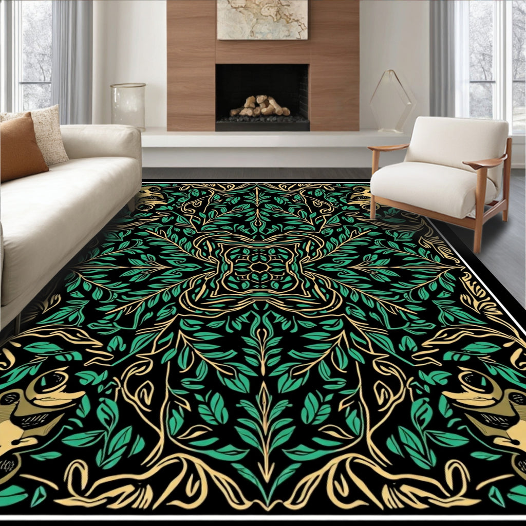 Emerald Green Monkey Foliage Tapestry Rug