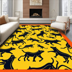 Black Panther Yellow Playful Animals Rug