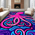Vibrant Pink Octopus Swirls Rug