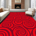 Vibrant Crimson Contemporary Swirl Rug