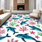 Blue Dolphin Coral Reef Charm Rug