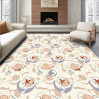 Pale Coral Abstract Floral Swirl Rug