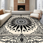 Black and Gray Sunburst Medallion Rug
