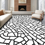 Black White Intersecting Lines Rug