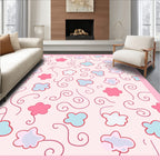 Sweet Pink Cloud Flower Swirls Rug