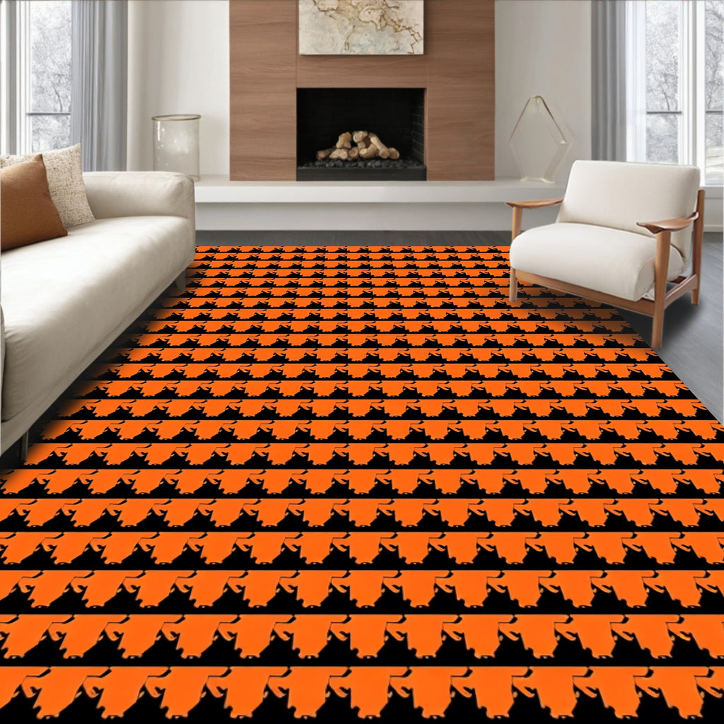 Orange Black Bat Silhouette Repeat Rug