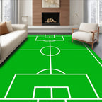 Green Soccer Field Geometric Rug