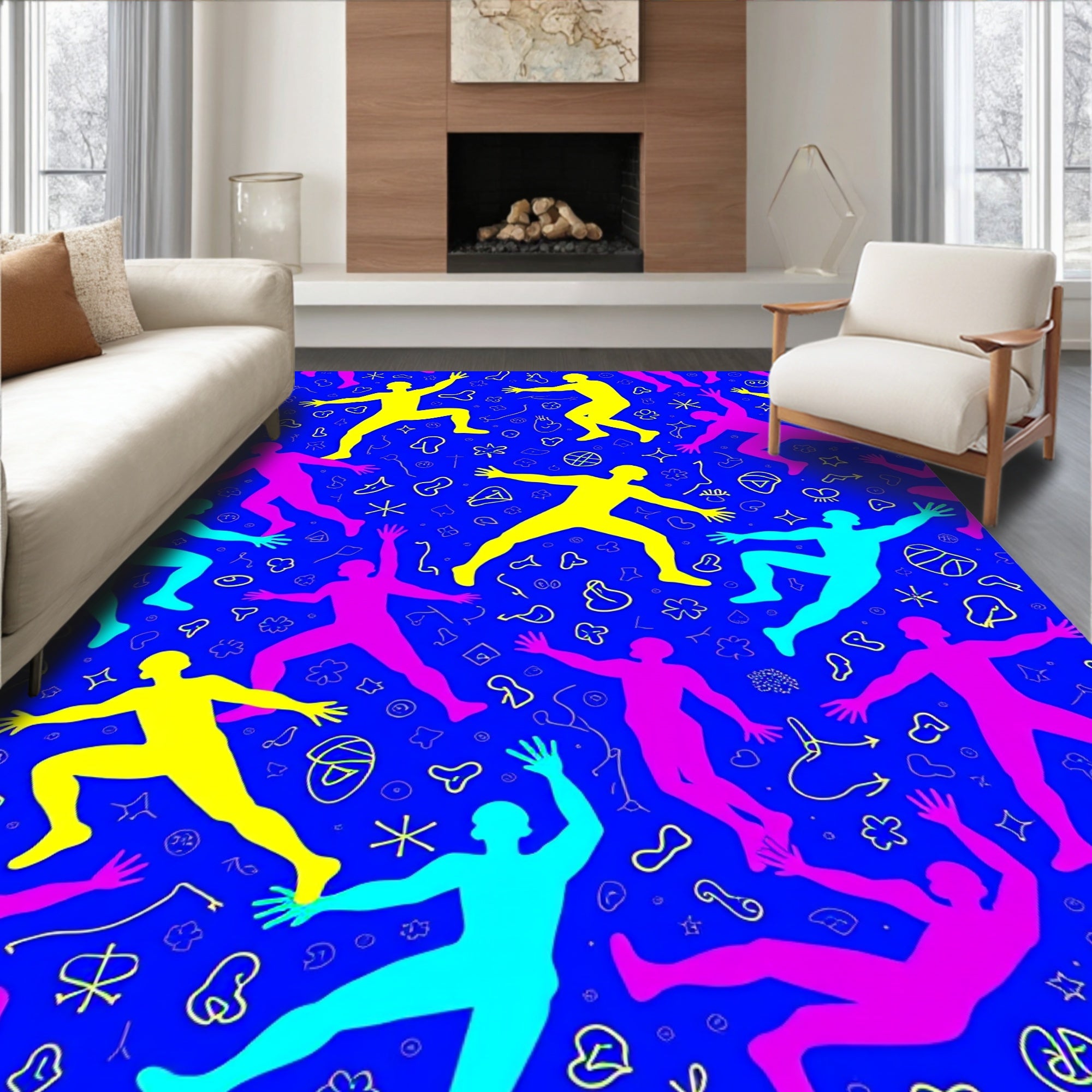 Vibrant Electric Pose Figures Rug