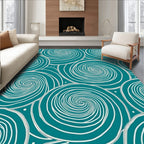 Teal Swirling Vortex Abstract Rug