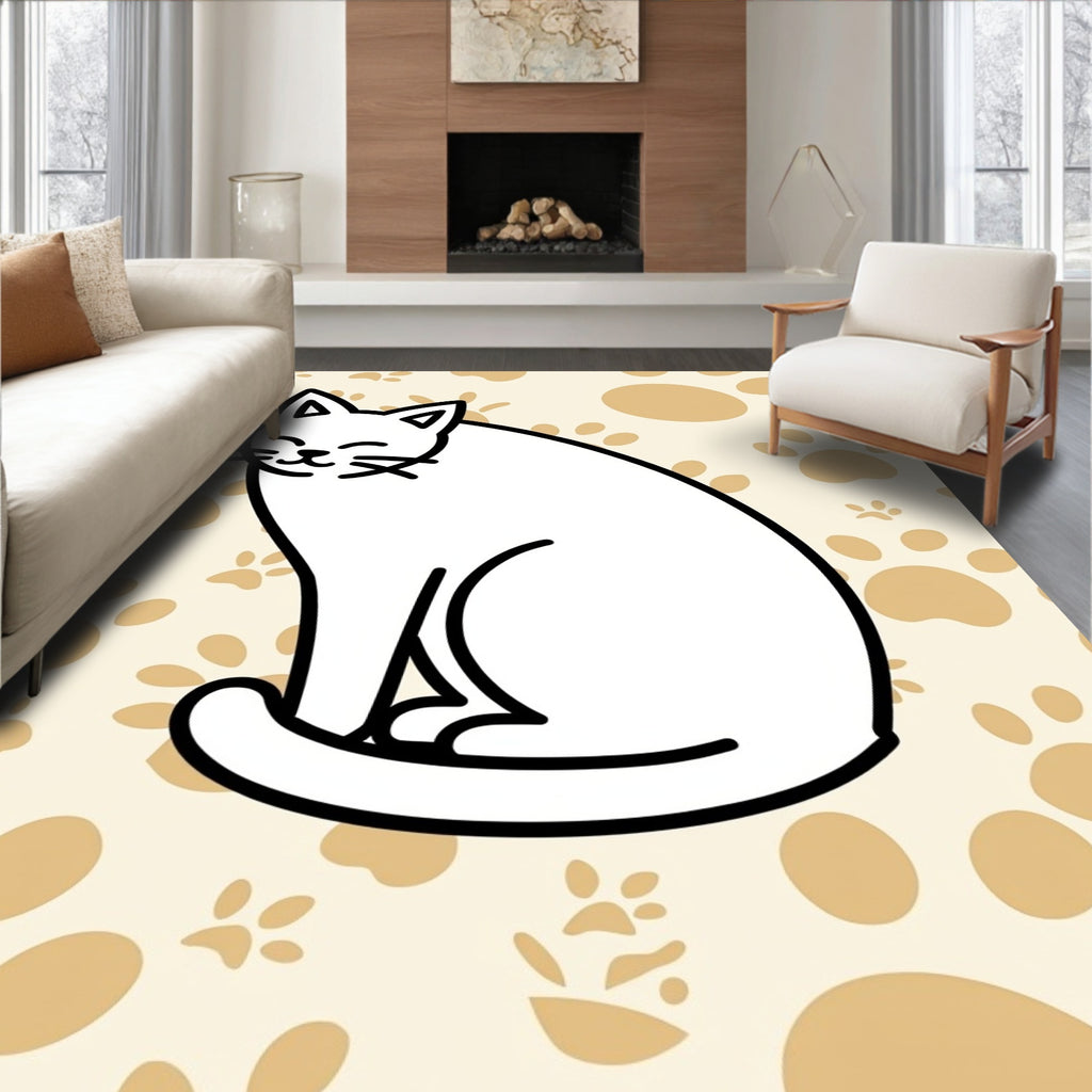 Simple Cat Paw Print Background Rug