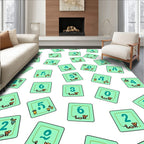 Teal Number Squares Repeating Pattern Rug