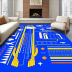 Abstract Yellow Geometric Cityscape Rug