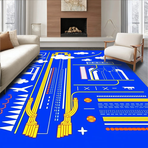 Abstract Yellow Geometric Cityscape Rug