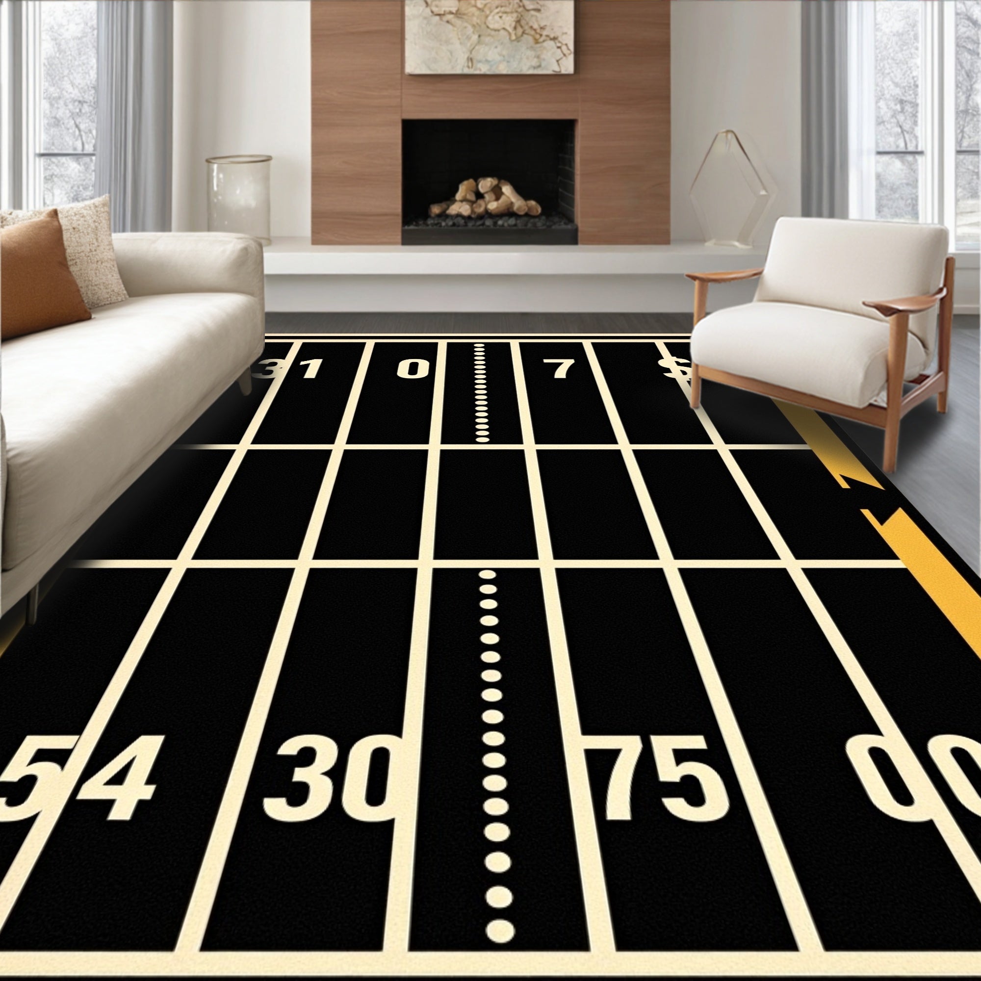 Black Yellow Field Scoreboard Graphic Rug