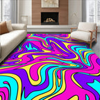 Vibrant Pink Purple Yellow Swirl Rug