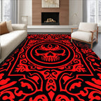 Scarlet Skull Medallion Tribal Rug