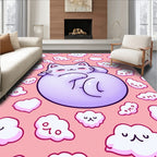 Cute Lavender Kitty Amongst Clouds Rug