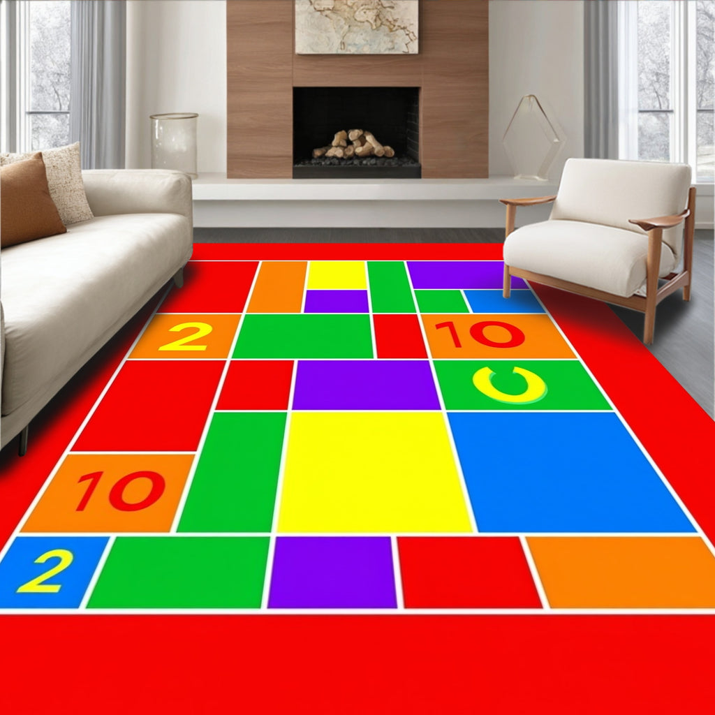 Bold Abstract Geometric Color Block Rug