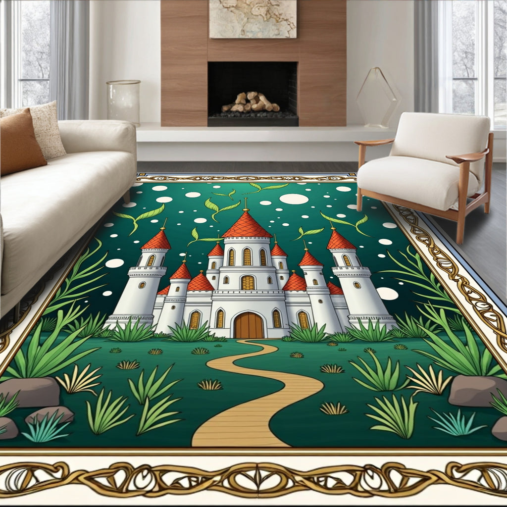 Enchanted Castle Emerald Garden Path Rug