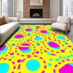 Bright Yellow Pink Blue Circles Rug