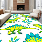 Bright Yellow Dinosaur Plant Play Rug