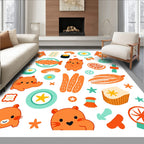 Cute Orange Hamster Food Collage Rug