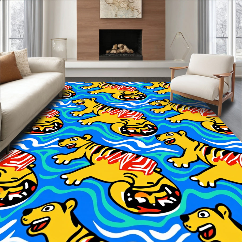 Yellow Tiger Waves Repeating Pattern Rug