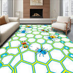 Bright Yellow Geometric Bee Collage Rug