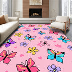 Whimsical Butterflies and Flowers Garden Rug