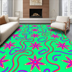 Vibrant Pink Starburst Swirls Rug