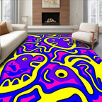 Vibrant Purple Yellow Blue Faces Rug