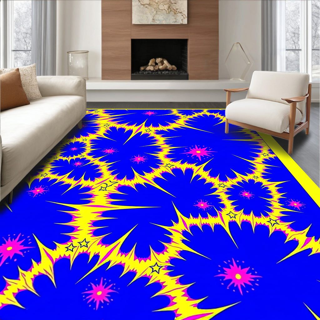 Electric Blue Radiant Starburst Cascade Rug