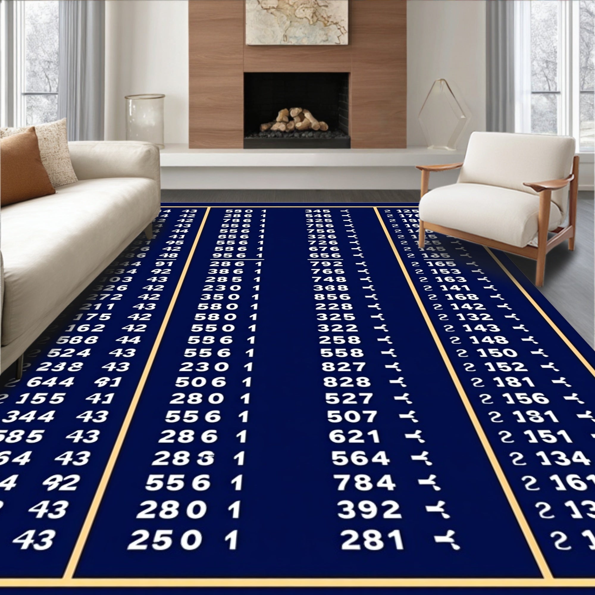 Bold Indigo Geometric Abstract Rug