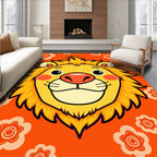 Orange Floral Happy Lion Rug