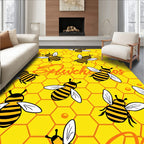 Yellow Honeycomb Bees Rug