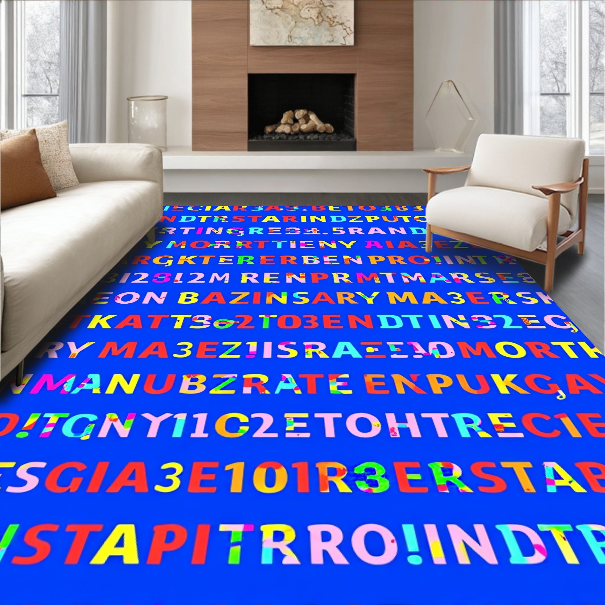 Vibrant Multicolored Alphabet Collage Rug