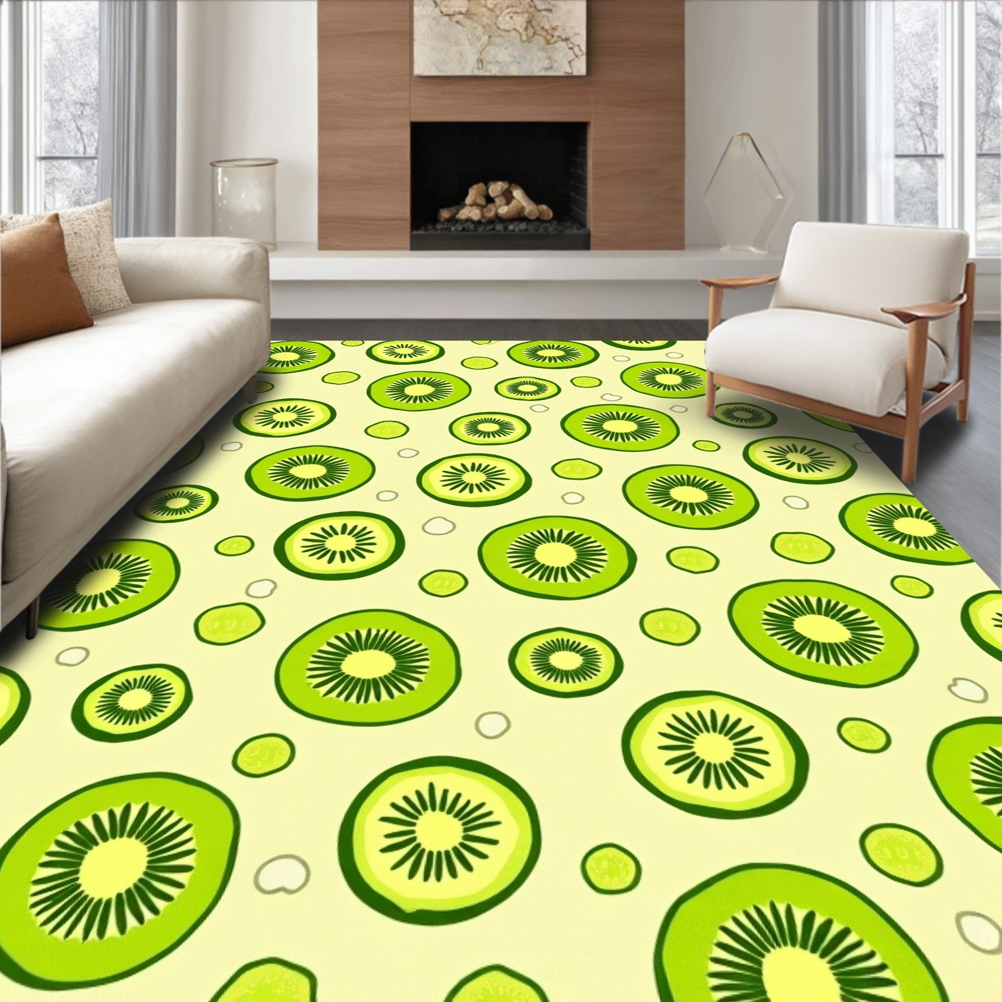 Green Kiwi Slices Repeating Pattern Rug