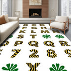 Bold Black Yellow Zebra Alphabet Rug