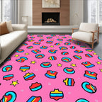 Vibrant Pink Retro Lips Star Rug
