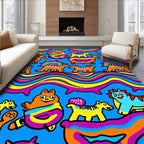 Groovy Cartoon Animals Wavy Flow Rug