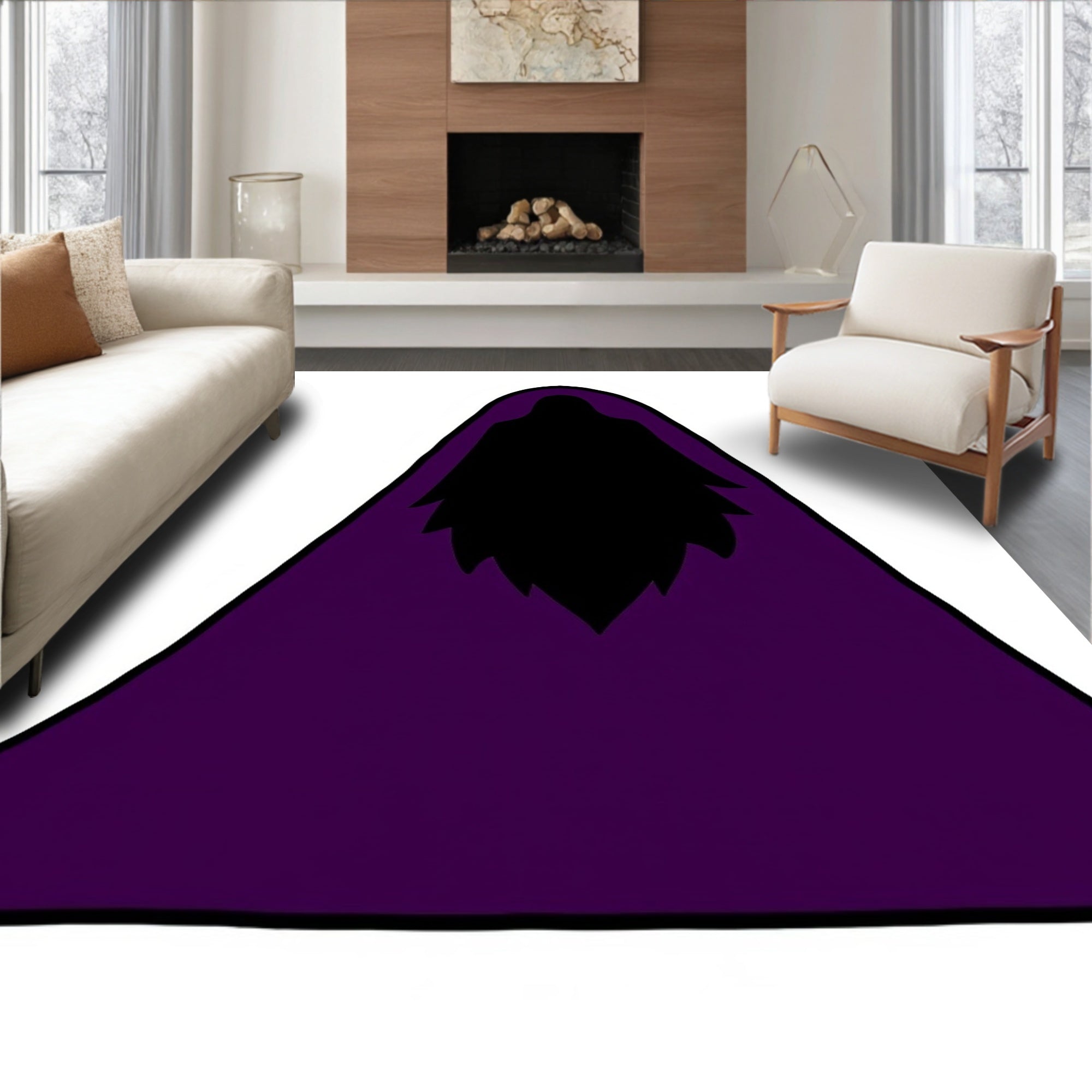 Dark Purple Hooded Figure Rug