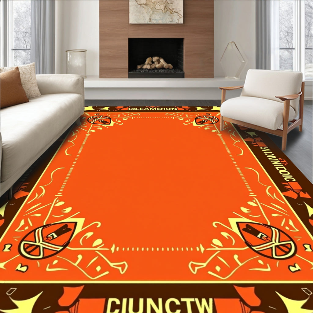 Orange and Yellow Armorial Scroll Rug