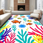 Bright Coral Reef Fish Scene Rug