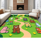 Playful Bears And Rabbits Meadow Rug