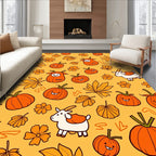Cute Pumpkin Creatures Maple Leaf Goat Rug