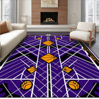 Art Deco Basketball Purple Orange Geometric Rug